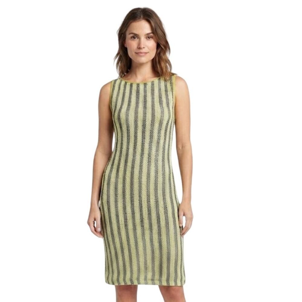 SHEIN Sleeveless Crocheted Sheath Midi Dress Striped Bodycon Ribbed Large